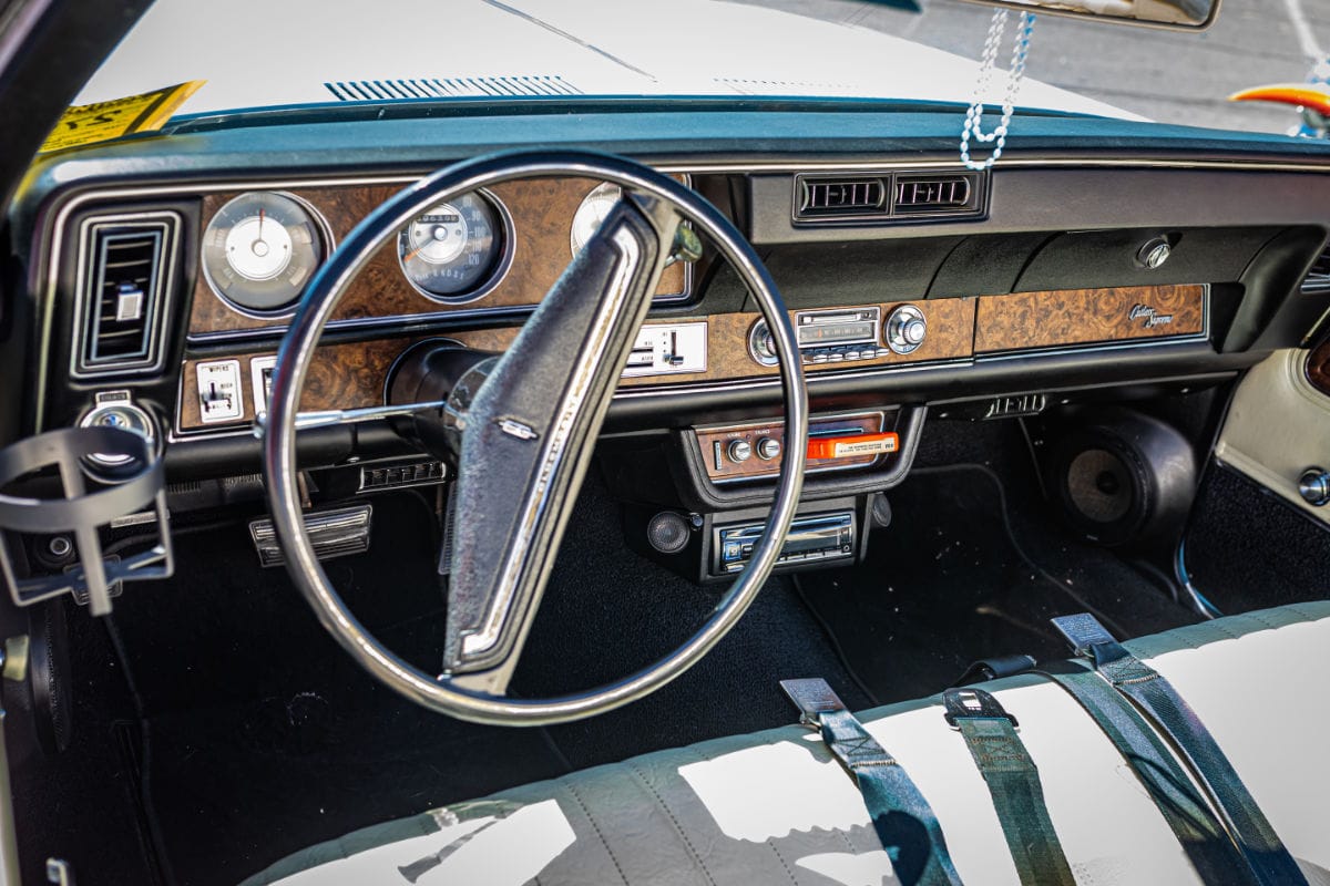 Dashboard of a 1970 Oldsmobile Cutlass.